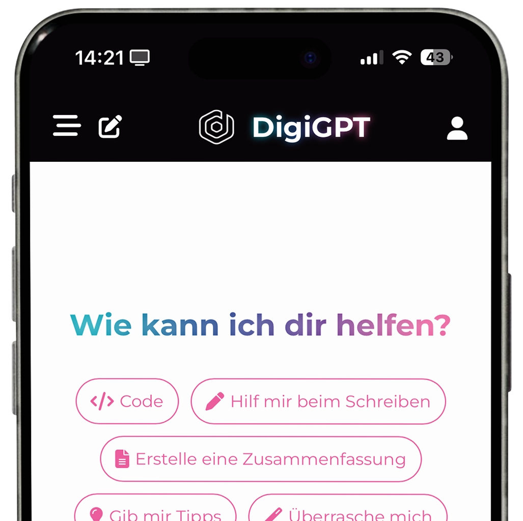 DigiGPT Dashboard mobile halb